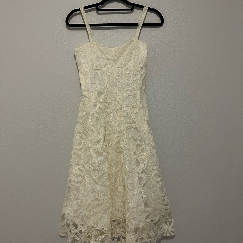 Elegant Lace A-Line Dress in Ivory